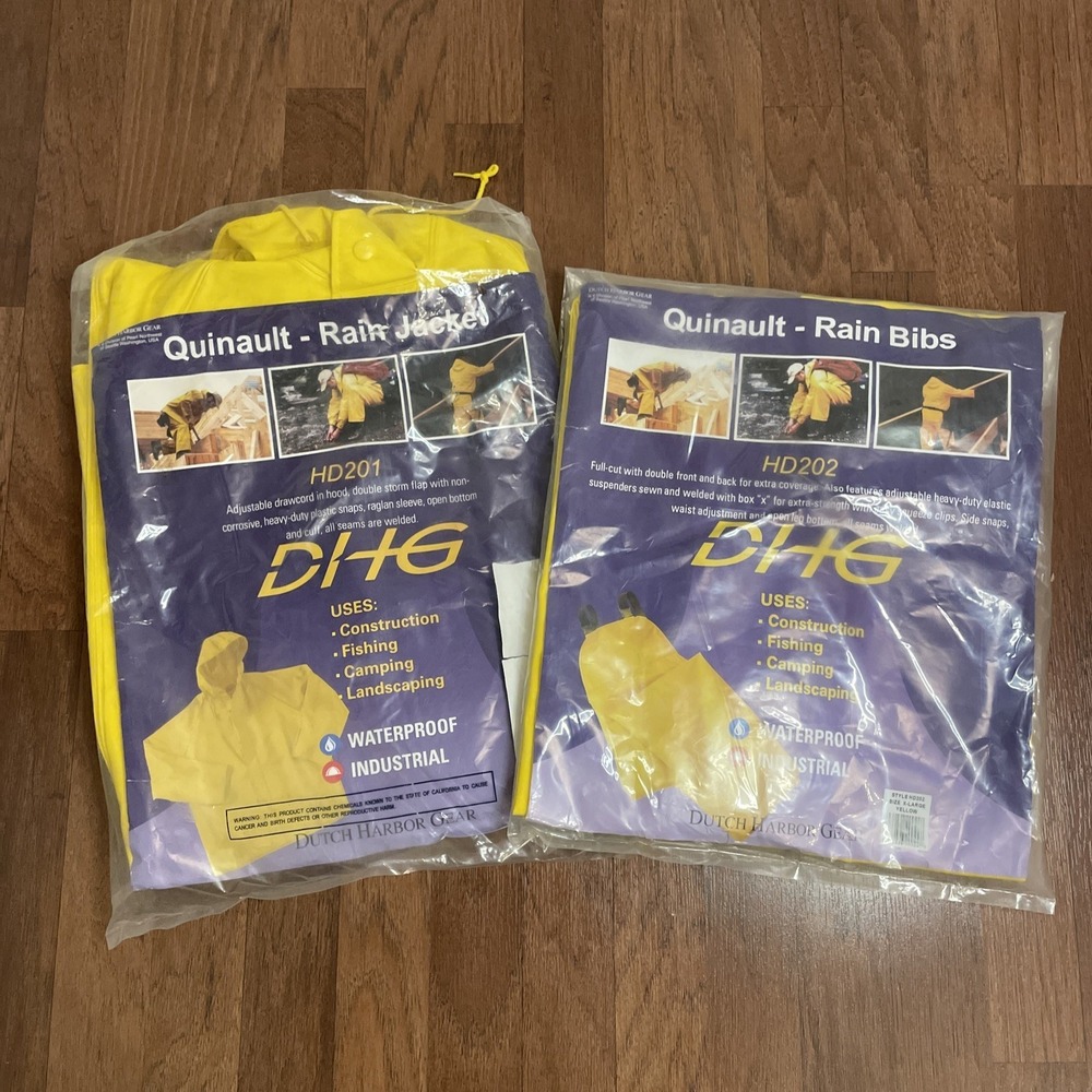 Dutch Harbor Gear Quinault Rain Suit: Yellow XL Includes Jacket and Rain Bibs